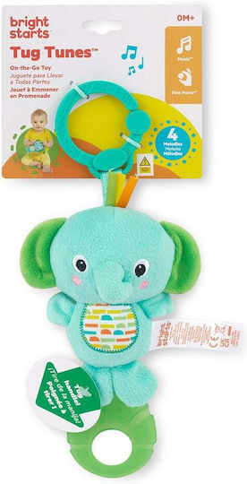 Bright Starts Pendant Toy for Car with Music Tug Tunes On-the-go Toy- Elephant for 0++ Months