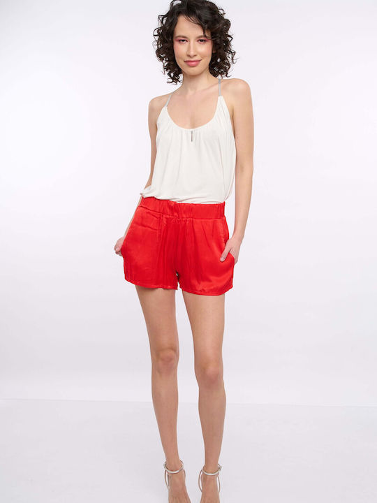 E-shopping Avenue Women's Linen Shorts RED