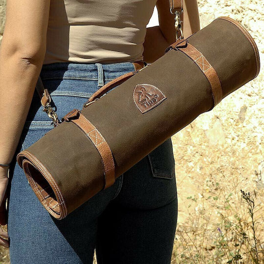 Tips Knives Case Fabric Brown leather bag with olive canvas
