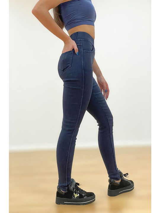 Training Γυναικείο Cropped Κολάν με Fleece Επένδυση Denim