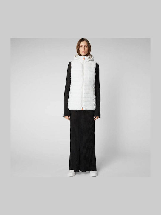 Lungă Jachetă de femei Fără mâneci Puffer Beige