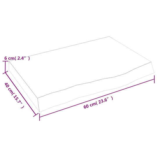 vidaXL Waschtisch ohne Waschbecken L60xB40xH6cm Braun