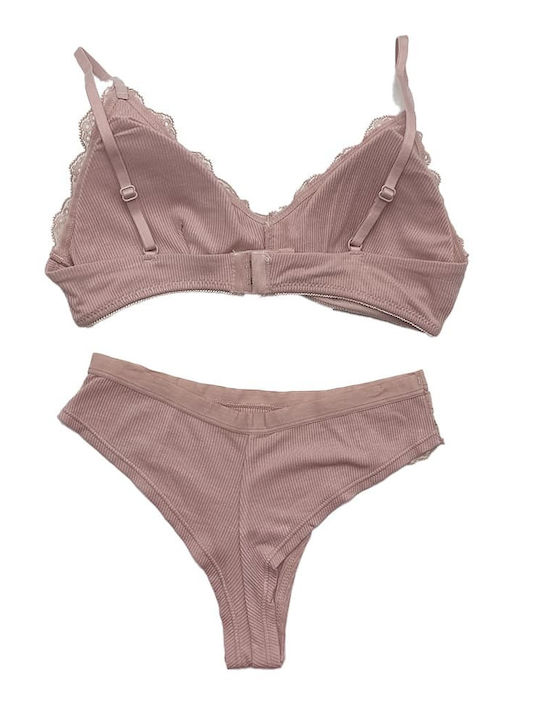 Dyana Dantelat Set de Lenjerie Sutien cu Șir de caractere Pink