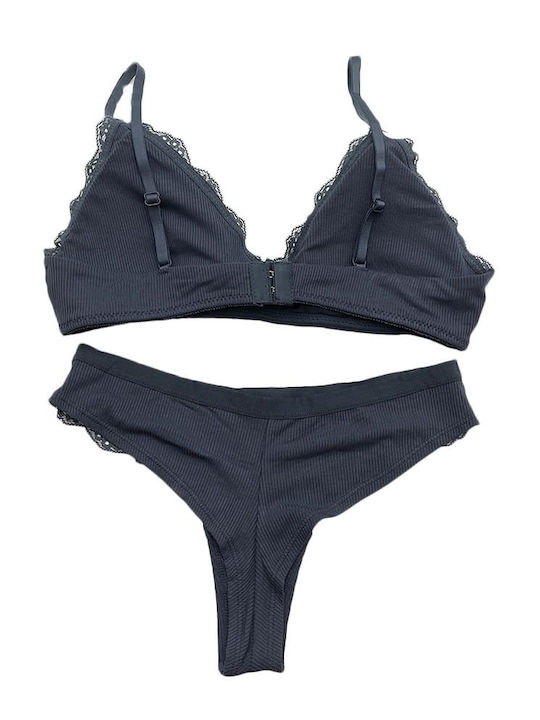 Dyana Lace Underwear Set with Bra & String Dark blue