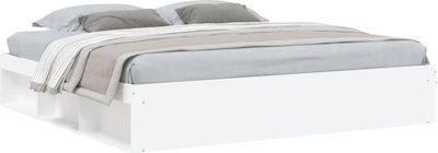 Bed Base King Size made of Wood White 200x200cm. with Storage Space