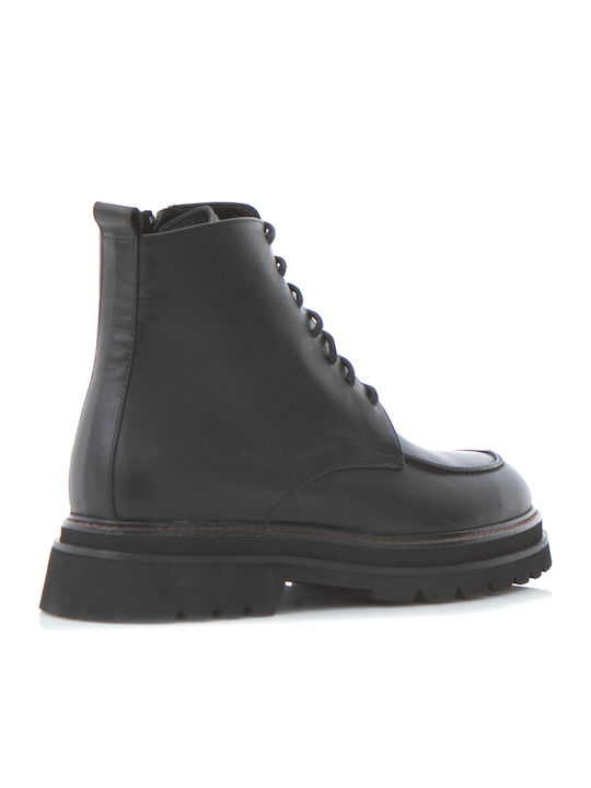 Leather Black Men's Boots with Zipper