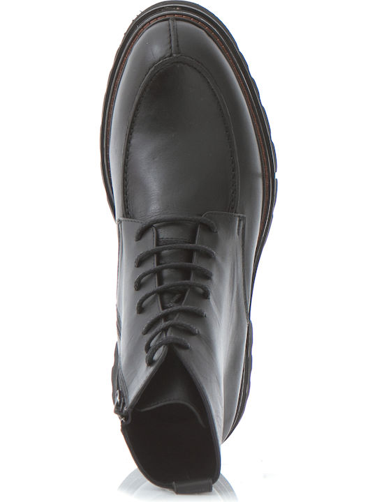 Leather Black Men's Boots with Zipper