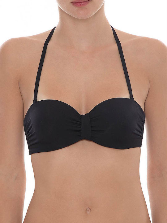 Top De Bikini Fără Bretele Negru