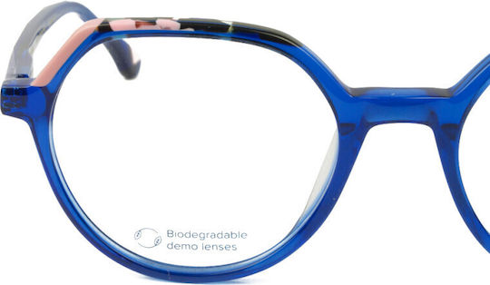 Woodys Barcelona Women's Acetate Prescription Eyeglass Frame Blue 230507