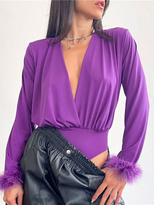 Chica Wrap Bodysuit Purple