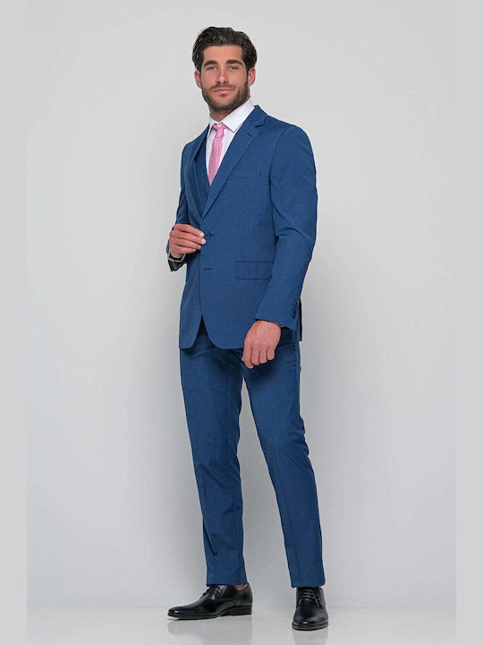 NYT Men's Suit with Vest Regular Fit BLUE