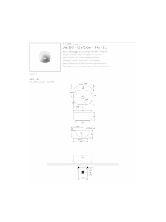Scarabeo Moon 42 R Countertop Sink Porcelain 42x42x42cm White