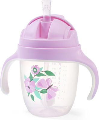 Babyono Toddler Silicone Cup with Handles and Straw 240ml for 6m+ Purple