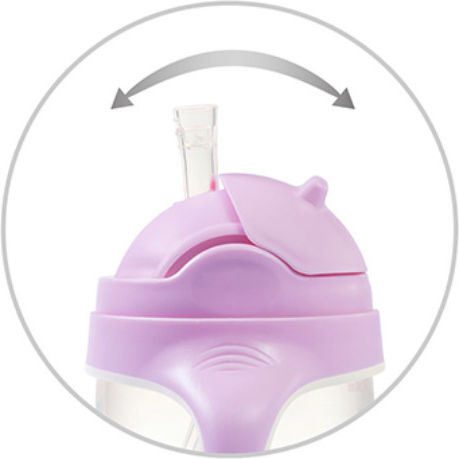 Babyono Baby Cup with Handles and Straw made of Silicone Purple 240ml for 6m+m+