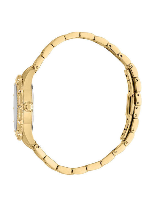 Roberto Cavalli Glam Crystals Uhr mit Gold Metallarmband