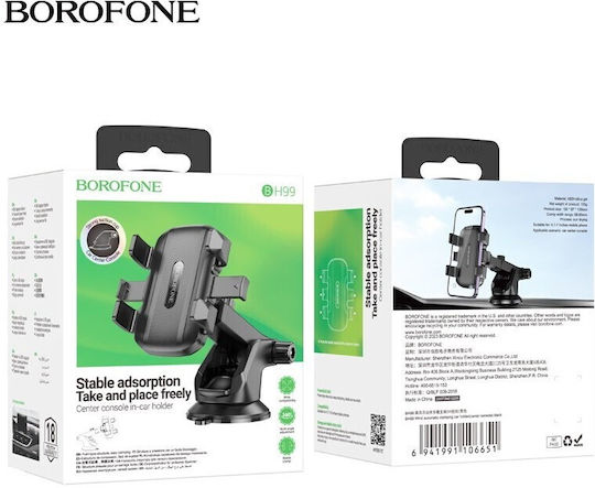 Borofone Βάση Κινητού Αυτοκινήτου BH99 με Ρυθμιζόμενα Άγκιστρα Μαύρη