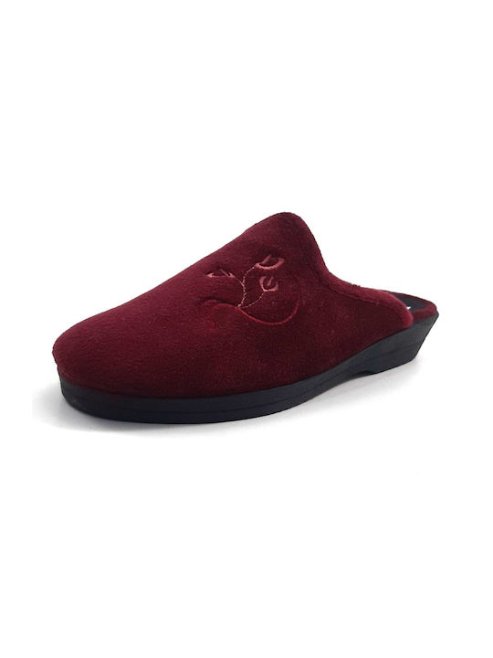 La Coquette Winter Women's Slippers in Burgundy color