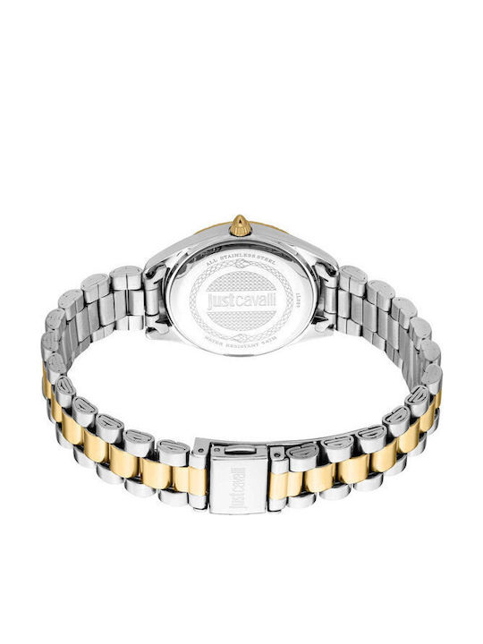 Just Cavalli Glam Crystals Womens Watch 30mm Battery with Silver Stainless Steel Bracelet