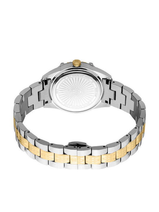 Glam Crystals Womens Watch 32mm Battery with Silver Metal Bracelet