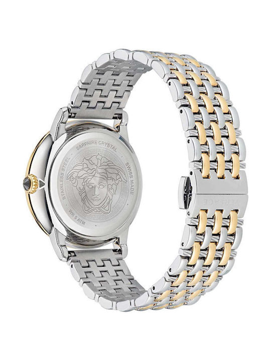 Versace Medusa Γυναικείο Ρολόι 38mm Μπαταρίας με Ασημί Μεταλλικό Μπρασελέ