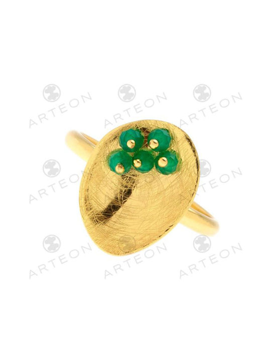 Arteon Women's Gold Plated Silver Ring with Stone