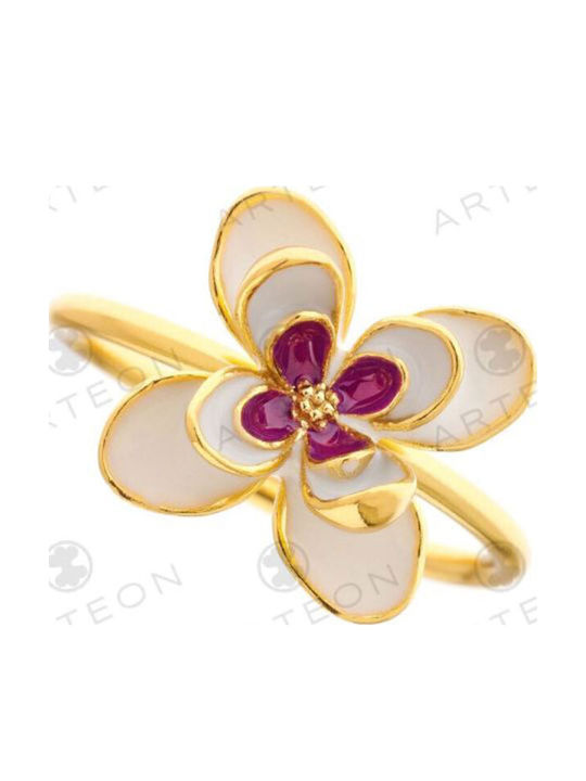 Arteon Ring with Stones & Enamel made of Silver Gold Plated
