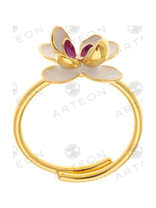 Arteon Ring with Stones & Enamel made of Silver Gold Plated