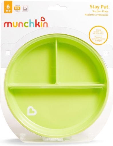 Munchkin Toddler Stay Put Suction Food Plate Made of Plastic Light Green