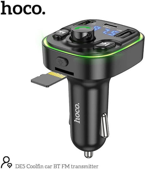 Hoco Car Charger Black Fast Charging with Ports: 2xUSB