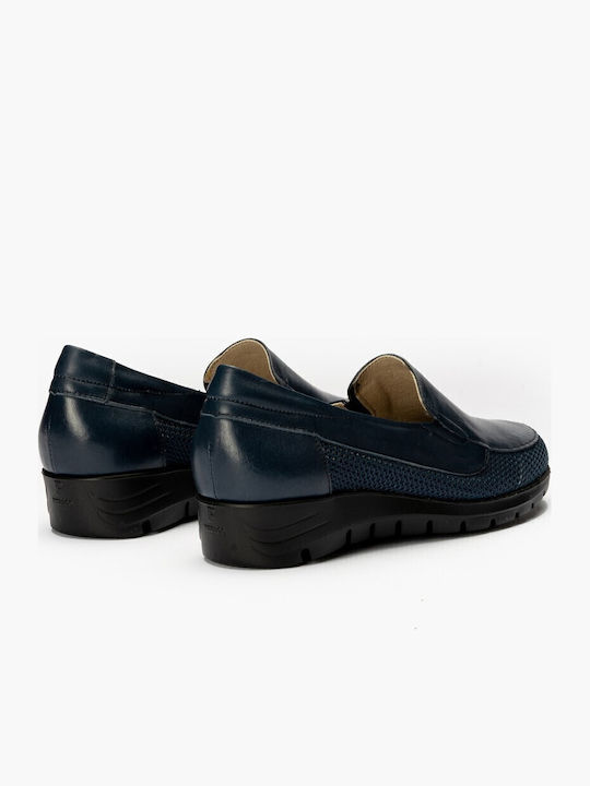 Leder Damen Mokassins in Blau Farbe