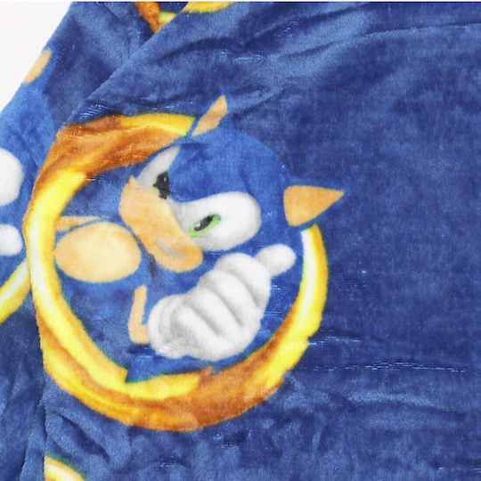 Sega Κουβέρτα Fleece Sonic The Hedgehog Cozy Plush Polar Blanket Poncho Μπλε 60x72εκ.