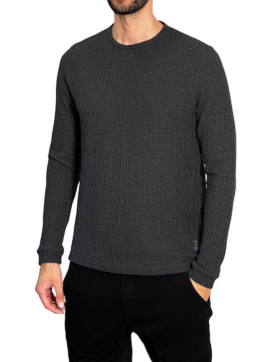 3Guys Herren Langarm-Pullover Charcoal