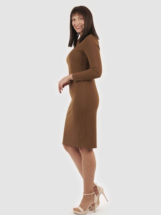 BelleFille All Day Long Sleeve Mini Dress Camel.