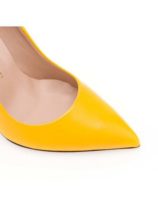 Mourtzi Leather Pointed Toe Bright Yellow Heels