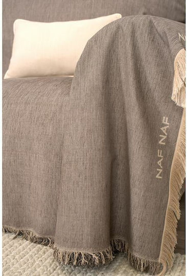 Naf Naf Highline Three-Seater Sofa Throw Chenille 180x300cm Brown-Grey