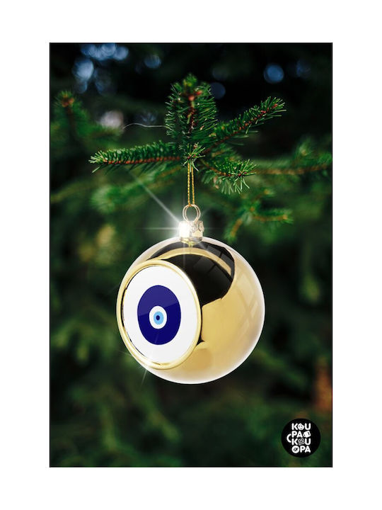 Χάντρα Γαλαζιά Christmas Ball Ornament Gold