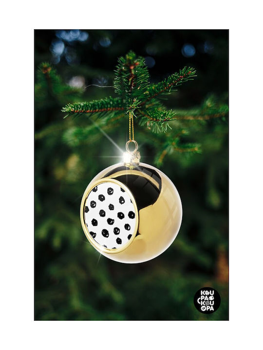 Doodle Dots Christmas Ball Ornament Gold