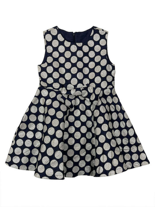 Ustyle Kids Dress Set with Coat Polka Dot Long Sleeve Blue