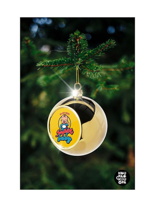 Super Baby. Christmas Ball Ornament Gold