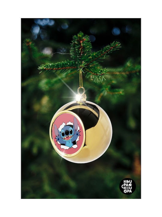 Stitch Hello!!! Ornament de Crăciun Bilă Aur cu Pulbere de Aur cu Paiete