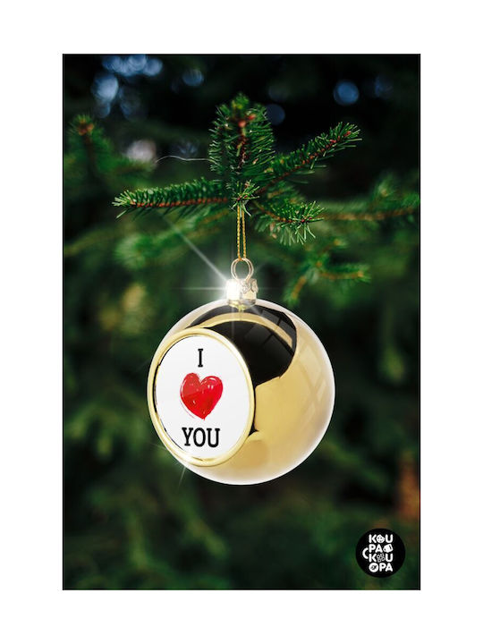 I Love You Weihnachtshänger Kugel Ornament Gold