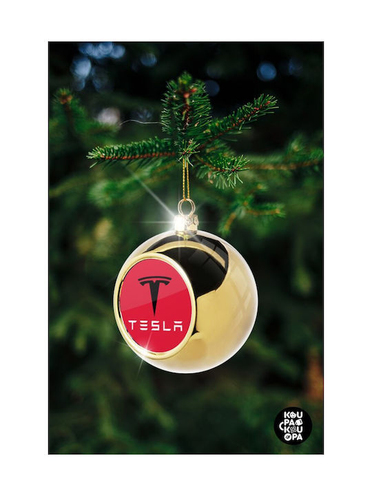 Tesla Motors Christmas Ball Ornament Gold