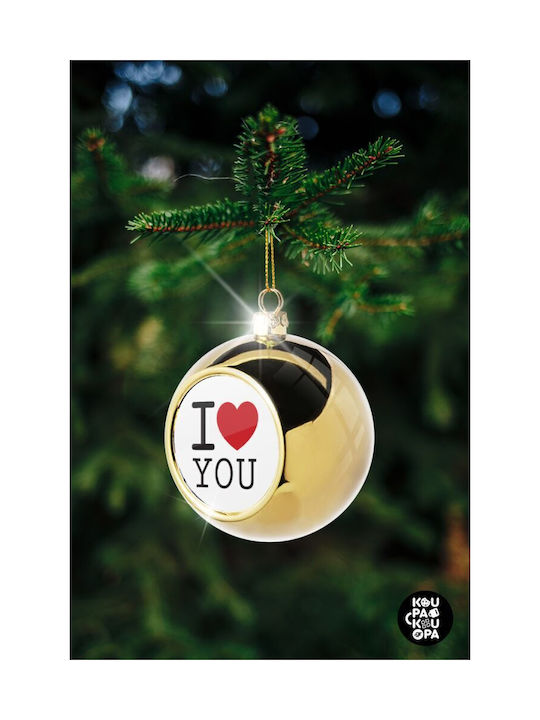 I Love You Classic Christmas Ball Ornament Gold