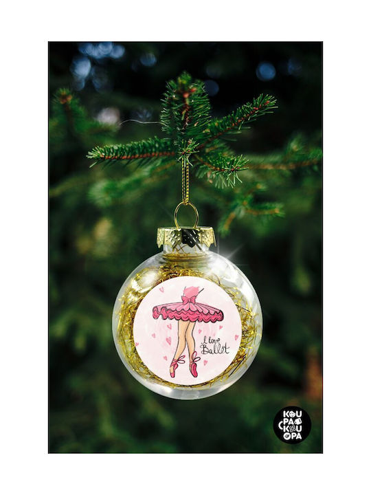 I Love Ballet Christmas Plastic Ball Ornament Transparent 8cm