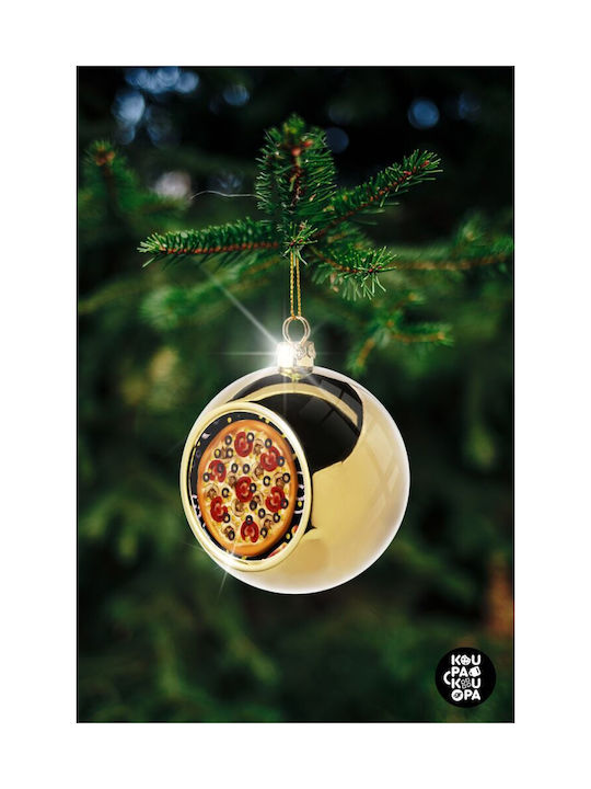 Pizza Christmas Ball Ornament Gold