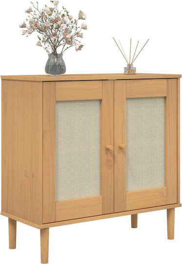 Μπουφές από Μασίφ Ξύλο Καφέ / Ρατάν 80x35x80cm