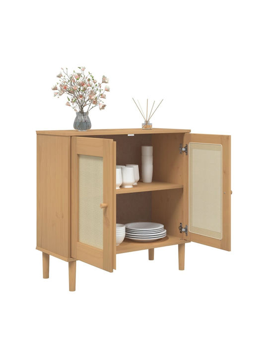 Sideboard made of Solid Wood Coffee / Ratan 80x35x80cm
