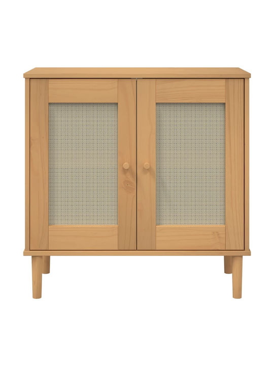 Sideboard made of Solid Wood Coffee / Ratan 80x35x80cm