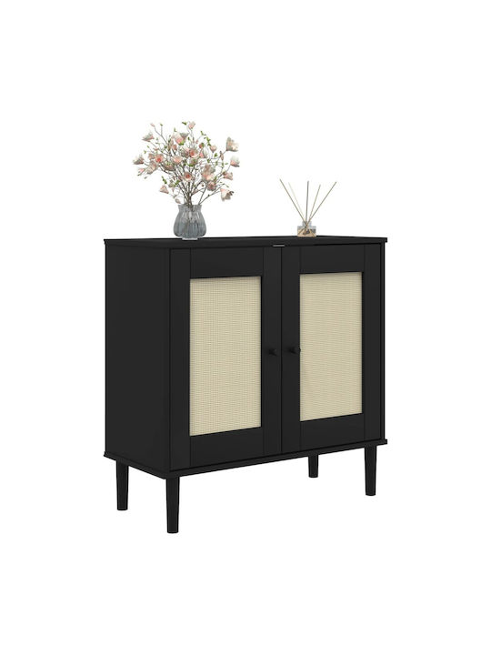 Μπουφές Black / Ratan 80x35x80cm