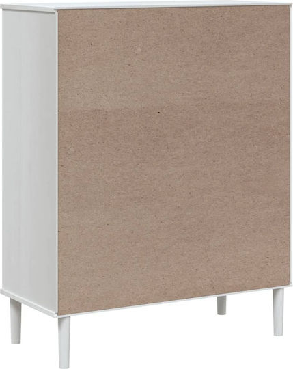 Sideboard made of Solid Wood with Drawers White/Ratan 90x40x112cm